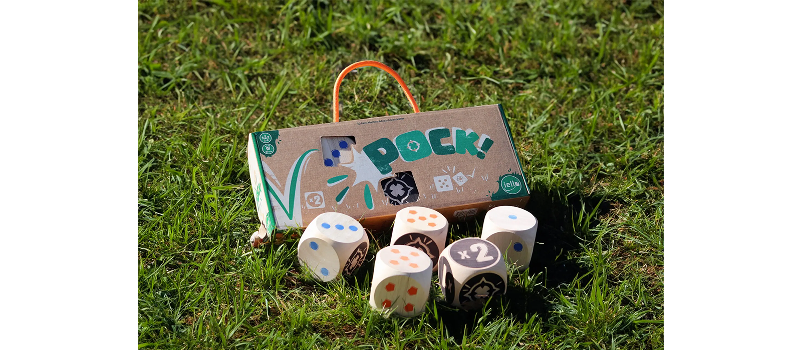 Pock, un jeu d'extérieur avec un peu de dynamique de pétanque, une touche de Mölkky et une grosse dose de dés