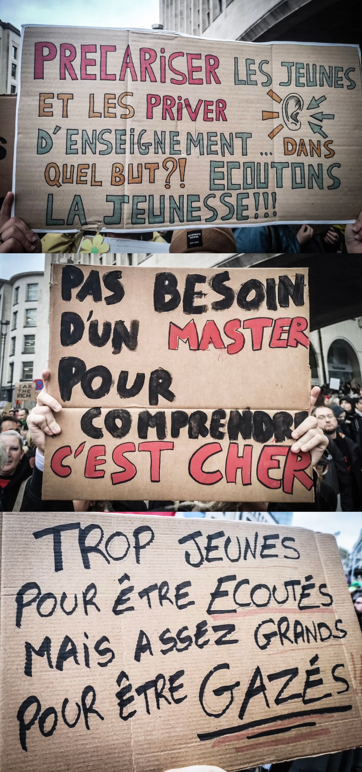 Pancartes des manifs étudiantes